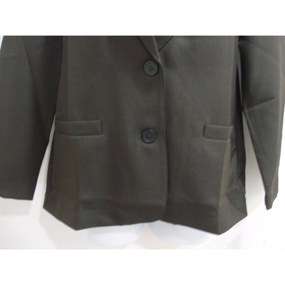 Alfred Dunner Faux Pockets Button Front Olive Blazer Jacket Petite Size 6P - Picture 4 of 9